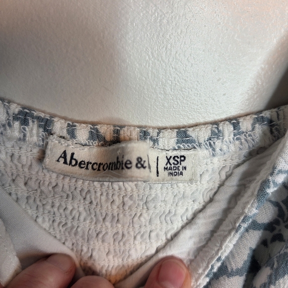 Abercrombie & Fitch Smocked Mini Dress Ruffle Green White XSP - Picture 3 of 6